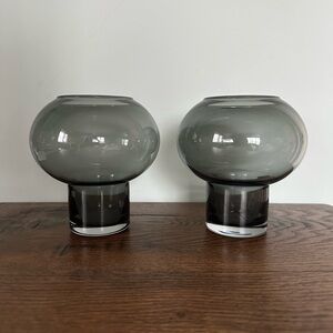 Vintage Inspired Smoked Glass Bubble Vases — Pair